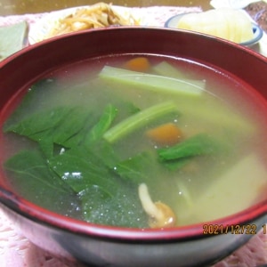 小松菜となめこの中華スープ